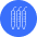 Blue circular icon with white vertical lines resembling a sound waveform or audio equalizer pattern.